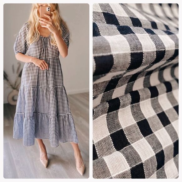 Puff Sleeves Mango Gingham Dress - Picture 1 of 7